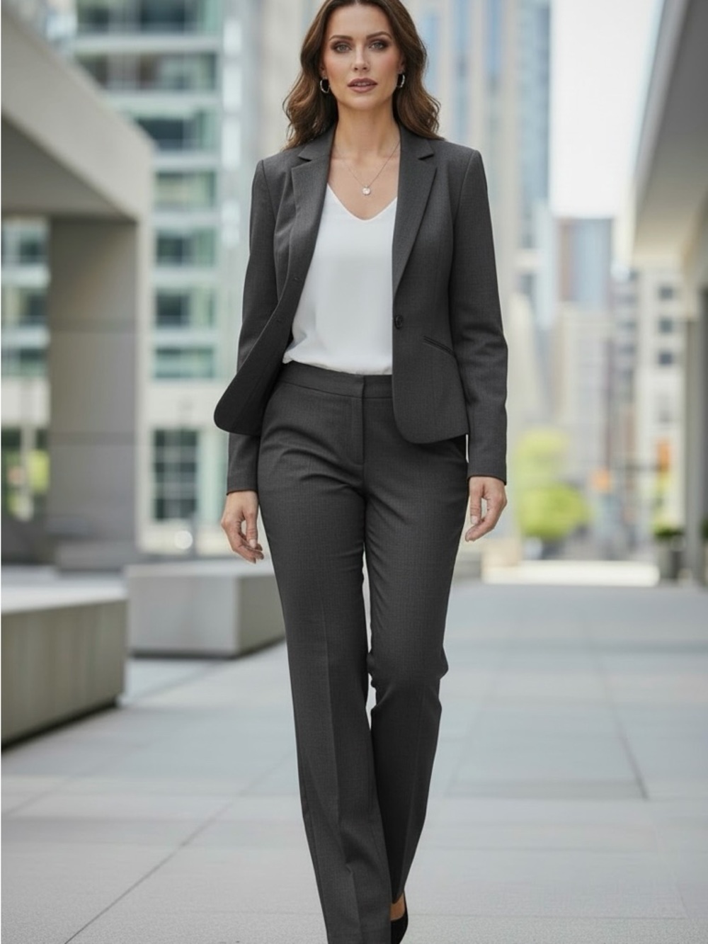 Tahari  ASL Dark Charcoal Gray Tailored Pantsuit - Picture 12 of 12
